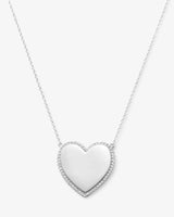 XL You Have My Heart Pave Necklace 18" - Silver|White Diamondettes